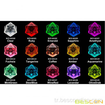 Bescon Crystal Clear (Boyasız) Keskin Kenar Dnd Zar Seti 7, Razor Edged Polyhedral D&amp;D Dice Seti Rol Oyun Oyunları